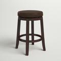 Red Barrel Studio® Solid Wood Faux Leather Swivel Counter & Bar Stool Wood in Brown | 25.39 H x 17.75 W x 17.75 D in | Wayfair