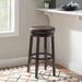 Red Barrel Studio® Solid Wood Faux Leather Swivel Counter & Bar Stool Wood in Brown | 25.39 H x 17.75 W x 17.75 D in | Wayfair