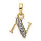 14ct Two Tone Solid Prong set Gold Polished .01 Weight Carat Diamond Letter Name Personalized Monogram Initial N Charm Pendant Necklace Jewelry Gifts for Women