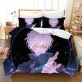 PTNQAZ Anime Jujutsu Kaisen Bedding Set For Boys 3D Printed Duvet Covers With Pillowcases Kids Quilt Cover Bedclothes (Double)