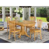 East West Furniture 5 Piece Dining Room Table Set- an Oval Kitchen Table and 4 Dining Chairs, 42x60 Inch, Oak