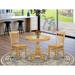 East West Furniture 3 Piece Dining Table Set for Small Spaces Contains a Round Kitchen Table and 2 Dining Chairs(Finish Options)