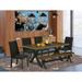 East West Furniture Dining Table Set- a Dining Table and Black Linen Fabric Parson Chairs, Wire Brushed Black.(Pieces Options)