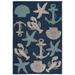 Ashore Navy Grey Transitional Design Indoor/Outdoor Area Rug - 7'10 x 10'2