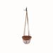 Foreside Home & Garden Natural Terracotta with White Hand Painted Tribal Pattern and Faux Leather Straps Hanging Planter