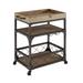 Alderman 3-Tier Rustic Rolling Wood and Metal Bar Cart