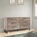 6 Drawer Wooden Dresser with Metal Legs, Washed Brown and Black