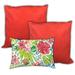 Coral Seas Indoor/Outdoor Pillow, Set of 2 Large & 1 Lumbar Pillow, Red, Brick, Green