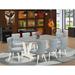 East West Furniture Dining Table Set- a Kitchen Table and Baby Blue Linen Fabric Parson Chairs, Off-White(Pieces Options)