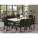 East West Furniture Dining Furniture Set- a Dining Table & Black Linen Fabric Parson Chairs, Wire Brushed Black(Pieces Options)