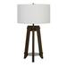 Wildon Home® Sudlersville 31.5" Brown Tripod Table Lamp Linen/Metal/Solid Wood in Brown/White | 31.5 H x 18 W x 18 D in | Wayfair