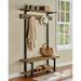 Steelside™ Pomona 48" Wide Rustic Industrial Wooden Metal Entryway Hall Tree w/ Bench Shelves & Coat Hook Wood in Brown | Wayfair