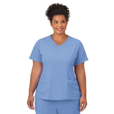 Plus Size Women's Jockey Scrubs Women's Mock Wrap Top by Jockey Encompass Scrubs in Blue (Size XL(18-20))