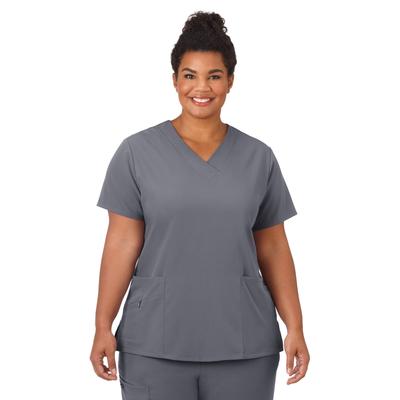 Plus Size Women's Jockey Scrubs Women's Favorite V-Neck Top by Jockey Encompass Scrubs in Pewter (Size XL(18-20))