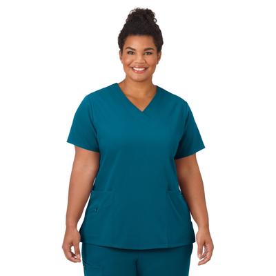 Plus Size Women's Jockey Scrubs Women's Favorite V-Neck Top by Jockey Encompass Scrubs in Caribbean (Size 2X(20W-22W))