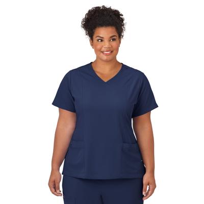 Plus Size Women's Jockey Scrubs Women's Mock Wrap Top by Jockey Encompass Scrubs in New Navy (Size 3X(24W-26W))