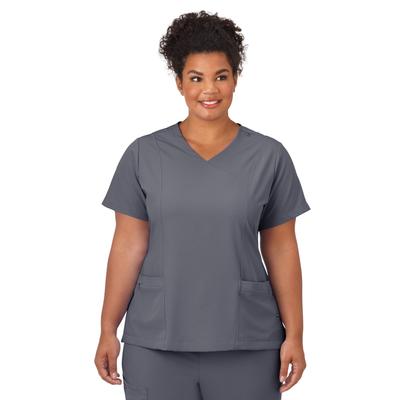 Plus Size Women's Jockey Scrubs Women's Mock Wrap Top by Jockey Encompass Scrubs in Pewter (Size L(14-16))