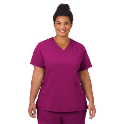 Plus Size Women's Jockey Scrubs Women's Favorite V-Neck Top by Jockey Encompass Scrubs in Plum Berry (Size 3X(24W-26W))