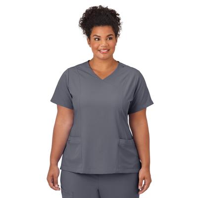 Plus Size Women's Jockey Scrubs Women's Mock Wrap Top by Jockey Encompass Scrubs in Pewter (Size M(10-12))