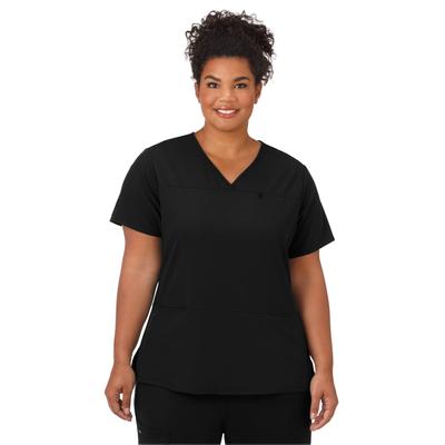 Plus Size Women's Jockey Scrubs Women's True Fit Crossover V-Neck Top by Jockey Encompass Scrubs in Black (Size M(10-12))