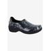 Wide Width Women's Bind Slip-Ons by Easy Works by Easy Street® in Black Grey Abstract (Size 11 W)