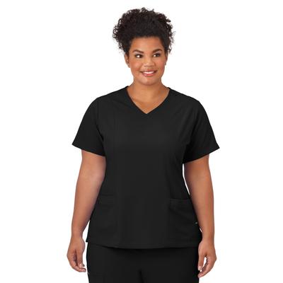 Plus Size Women's Jockey Scrubs Women's Mock Wrap Top by Jockey Encompass Scrubs in Black (Size M(10-12))