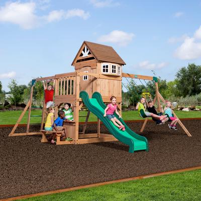Backyard Discovery Montpelier Cedar Wood Swing Set, Slide, Clubhouse