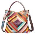 Segater® Womens Genuine Leather Tote Multicolor Handbag Random Color matching Hobo Crossbody Shoulder Bag Top-handle Purses Fashion Satchels