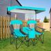 Folding Camping Canopy Chairs with Portable Design and Cup Holder - 55.5" x 28.5" x 59.5" (L x W x H)