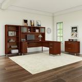 Gracie Oaks Magomed 4 Piece L-Shape Computer Desk Office Set w/ Hutch Wood in Brown | Wayfair 532854ADFCBF4806A07B3F1859A720A3