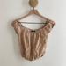 Brandy Melville Tops | Brandy Melville Floral Off-Shoulder Crop Top | Color: Tan/Yellow | Size: One Size