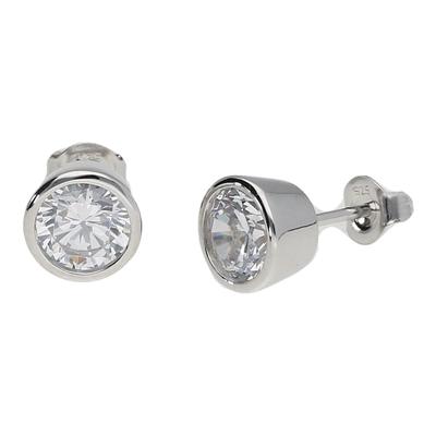 Smart Jewel - Ohrstecker schlicht, Zirkonia in Zargenfassung, Silber 925 Ohrringe 1 ct Silber Damen