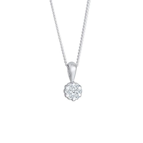 Elli DIAMONDS - Blume Brilliant Diamant (0.12 ct.) 925 Silber Ketten 1 ct Damen