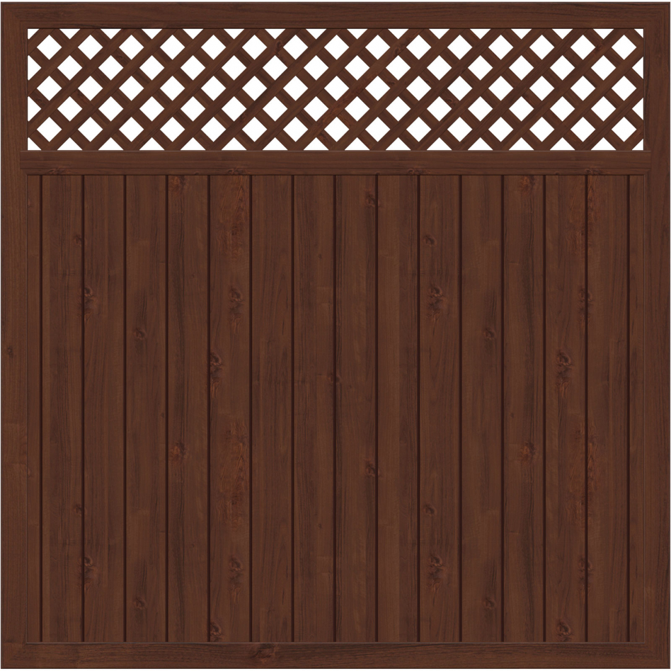 TraumGarten Sichtschutzzaun LONGLIFE RIVA mit Gitter Nussbaum Sichtschutz Lamellenzaun, 180x180 cm Image
