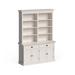 NovaSolo Halifax Coastal White Hutch Bookcase Cabinet | Solid Mahogany Frame | 62.99 x 19.69 x 86.61