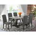 East West Furniture Dining Table Set- a Kitchen Table and Dark Gotham Linen Fabric Parson Chairs, Black(Pieces Options)