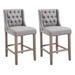 HomCom 40-inch Tufted Counter Height Grey Chair (Set of 2)