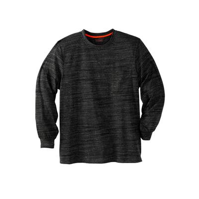 Men’s Big & Tall Heavyweight Crewneck Long-Sleeve Pocket T-Shirt by Boulder Creek in Black Marl (Size 8XL)