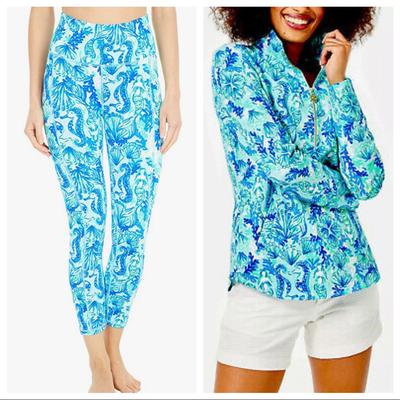 Lilly Pulitzer Pants & Jumpsuits | Lot Of 2 Lilly Pulitzer Luxletic Midi Legging & Popover Nwt | Color: Blue/White | Size: Xxs