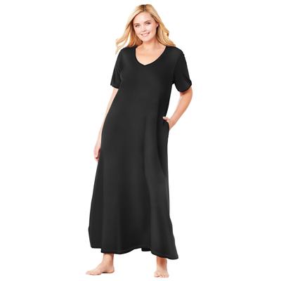 Plus Size Women's Long T-Shirt Lounger by Dreams & Co. in Black (Size M)