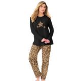 Plus Size Women's Long Sleeve Knit PJ Set by Dreams & Co. in Classic Leopard (Size 22/24) Pajamas