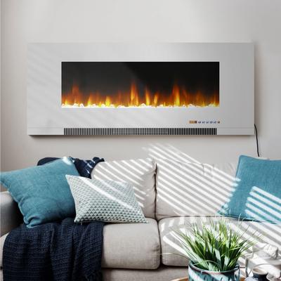 Cambridge 42 In. Wall-Mount Electric Fireplace, White, Color Flames