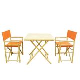 Bamboo Set Of 2 Director Chairs And 1 Square Bamboo Table