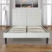 Sleeplanner 14-inch Upholstered Bed Frame with White Button Faux Leather Headboard