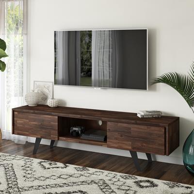 WYNDENHALL Mitchell SOLID WOOD 72 inch Wide Modern Industrial TV Media Stand For TVs up to 80 inches