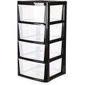 KHD Plastic Home Office Storage Cabinet - Drawer Unit / Storage Box / Clear Transparent Drawers / Stationary, Office Essentials Storage and Organization Shelving Unit (4 TIER)