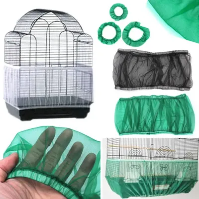 Jupe de protection en nylon ventilé pour cage à oiseaux, housse facile à nettoyer, filet