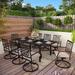 MFSTUDIO Seats up to 6/8 Outdoor Patio Dining Set, 6/8 Metal Swivel Chairs, 1 Rectangular Expandable Table