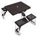 Picnic Time Black Portable Folding Table with Seats - N/A