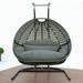 Patio Wicker 2-Person Hanging Egg Swing Chair W/ Stand by LeisureMod
